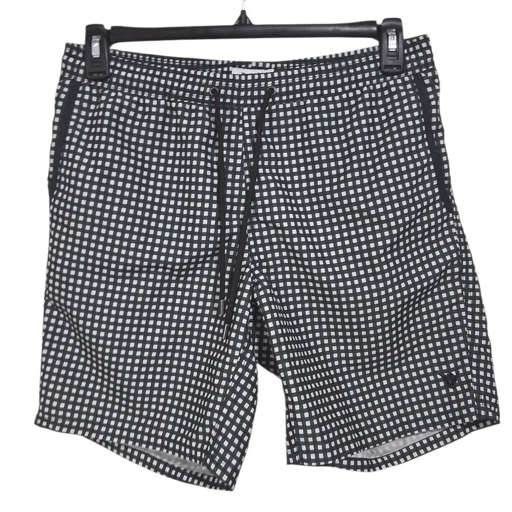 Beach Bros Swim Trunks Mens size Medium Gingham Drawstring Netted‎ 7.5